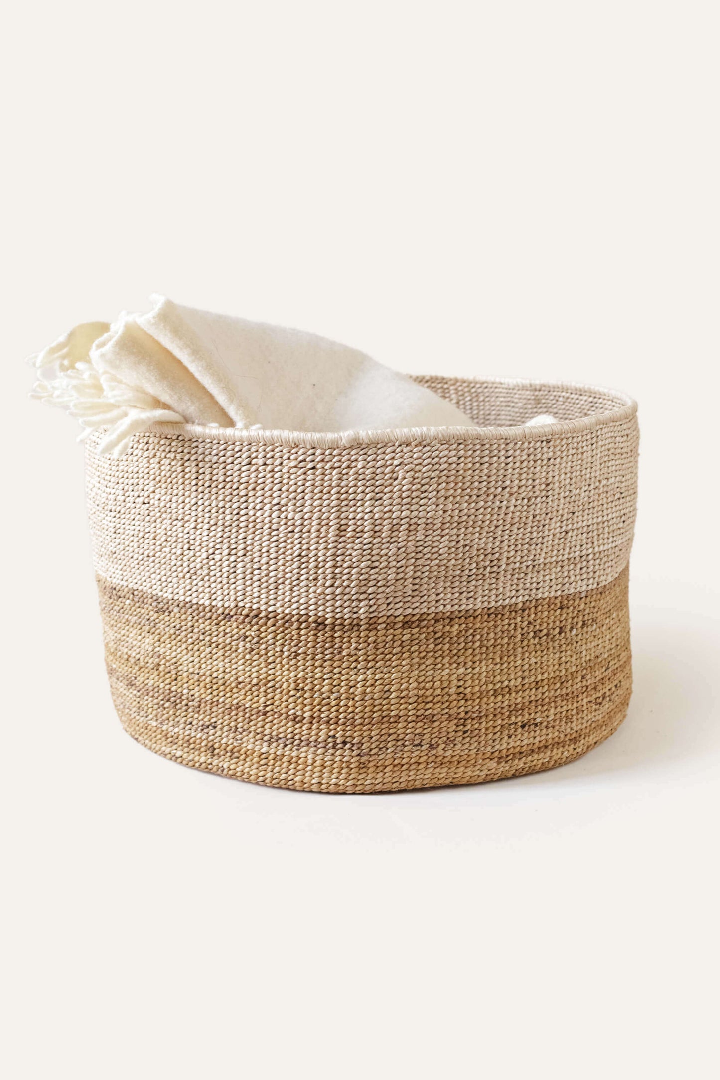 Basket- Two-Tone Banana Leaf Floor Basket