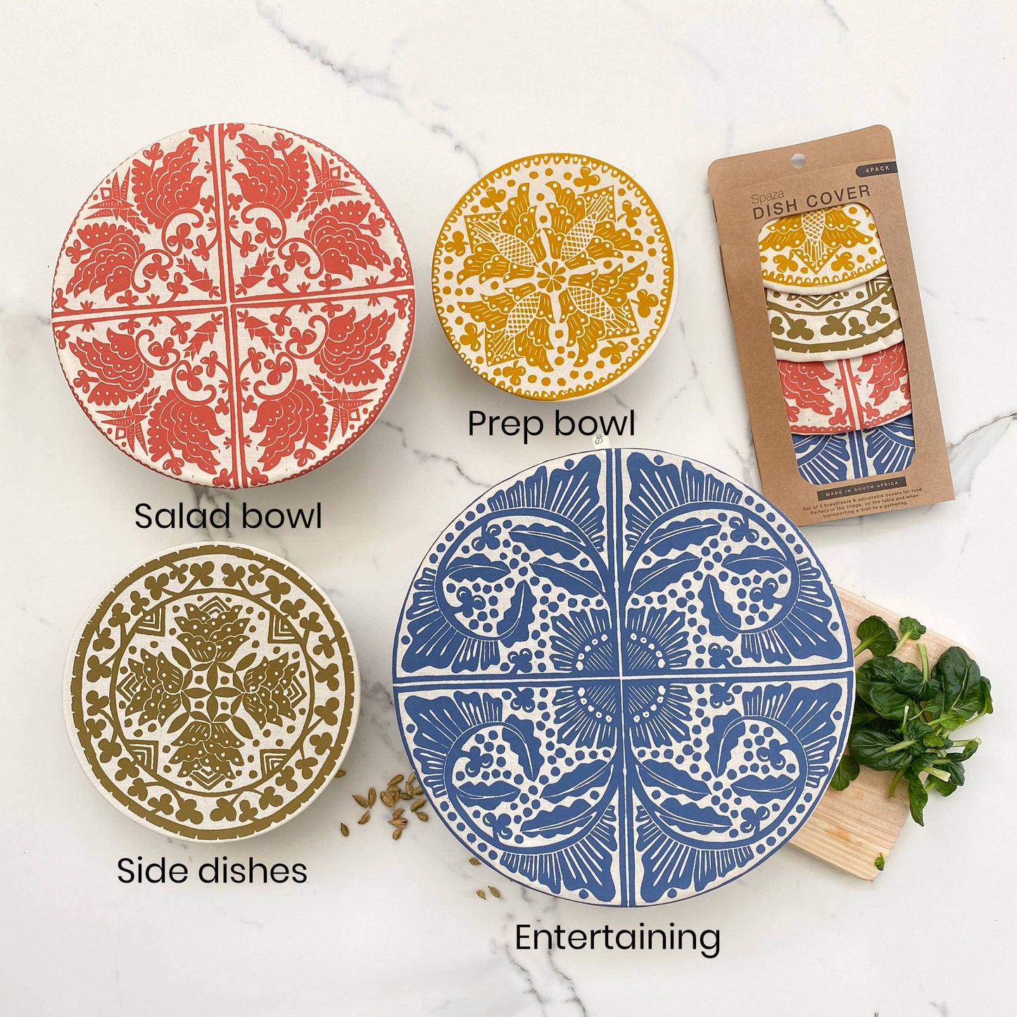 Dish and Bowl Cover : Set of 4 Assorted Sizes Organic Cotton