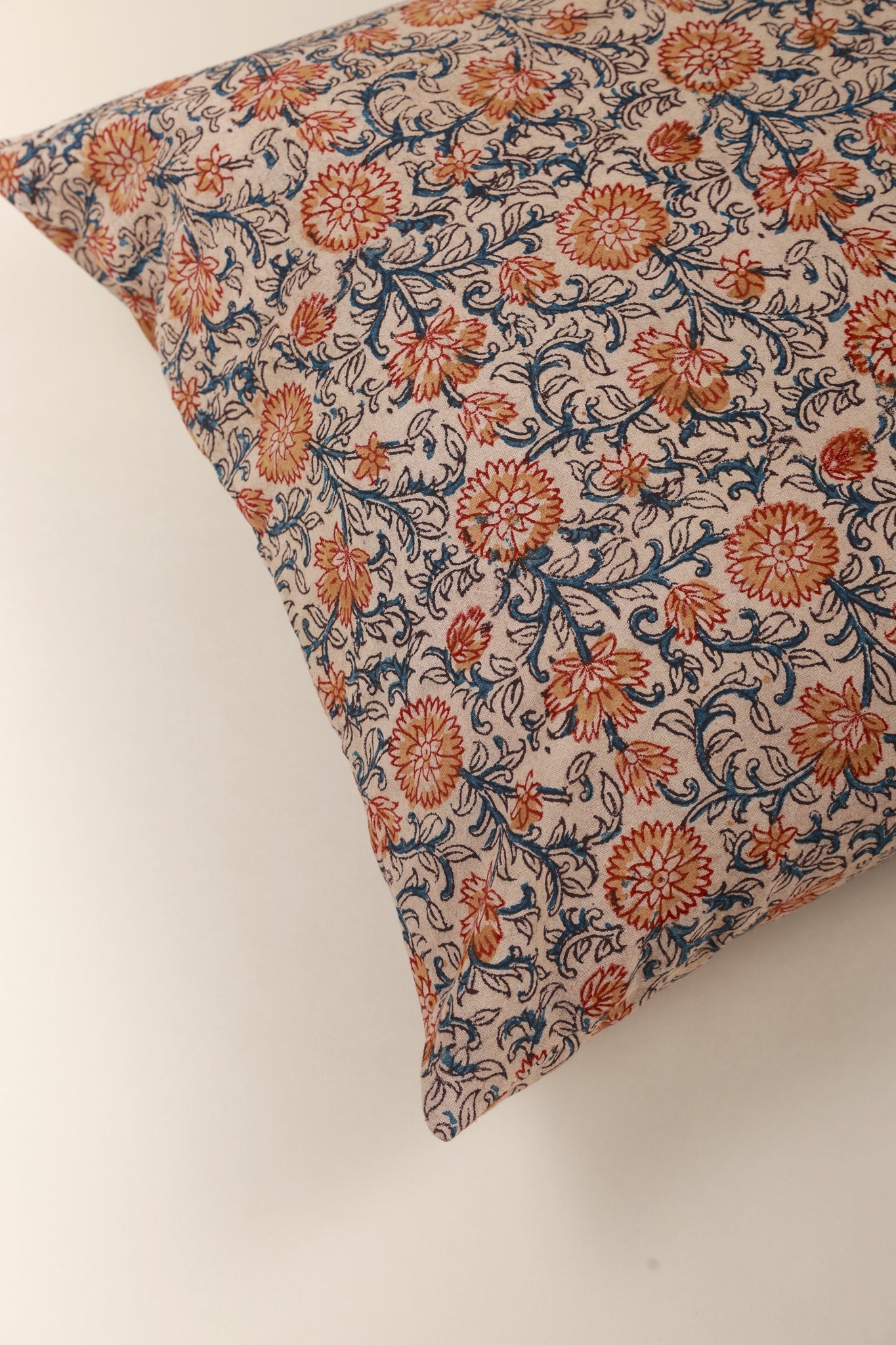 Throw Pillow Cover- Sunset Horizon Kalamkari Handcrafted Pillow