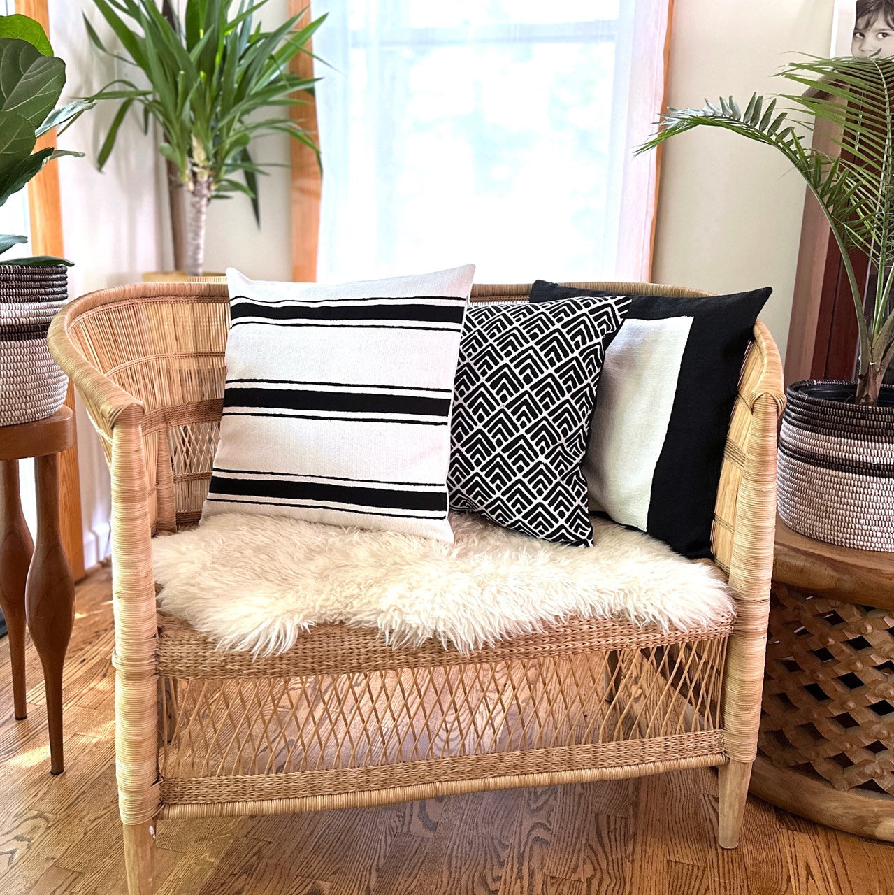 Throw Pillow- Striped White Sadza Pillow