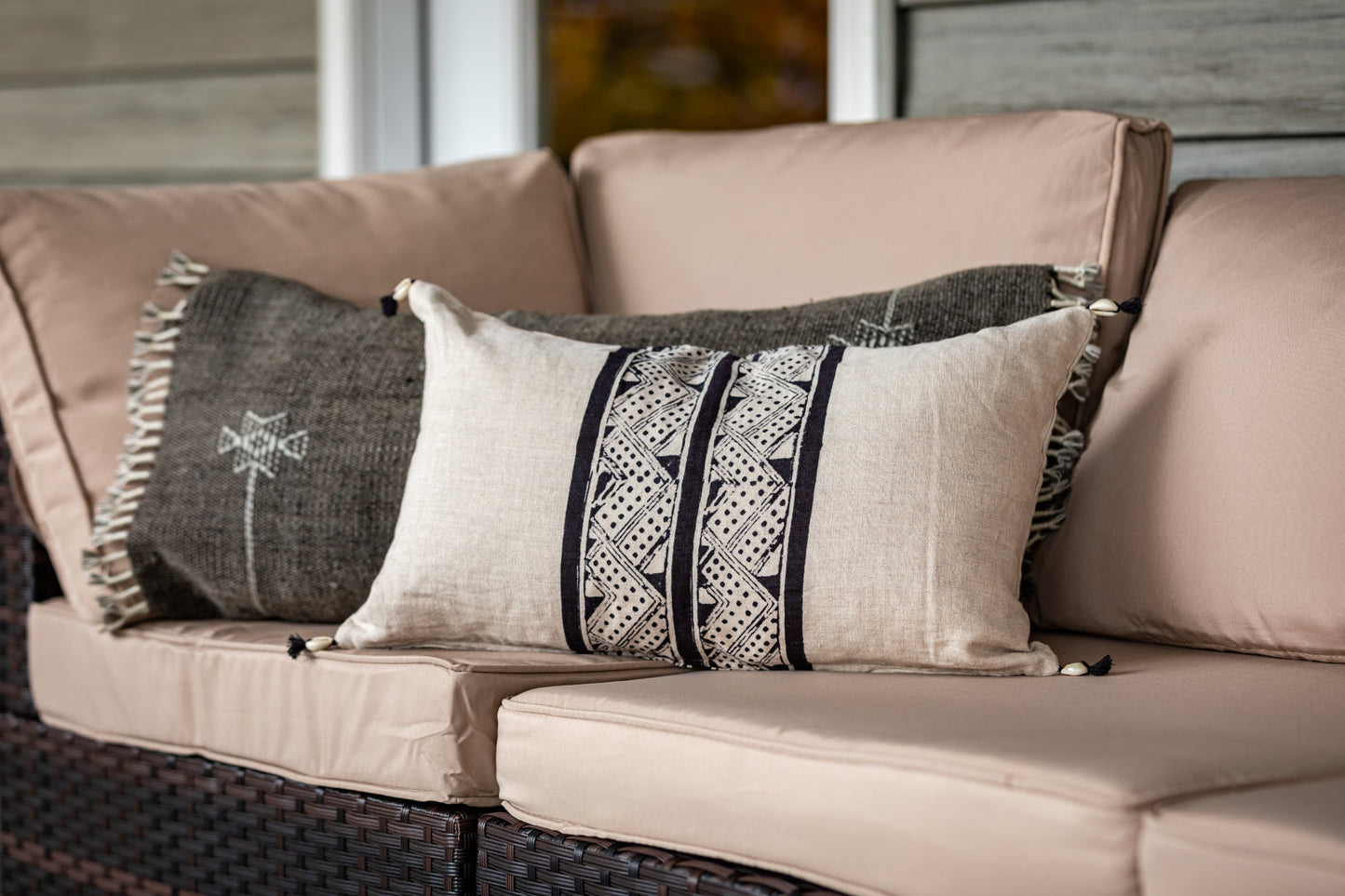 Throw Pillow Cover- Mancala Charcoal Petit Lumbar