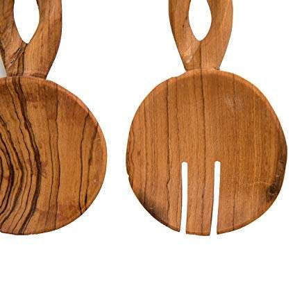 Wooden Utensils-Twisted Wooden Salad Server hand curved African spoon