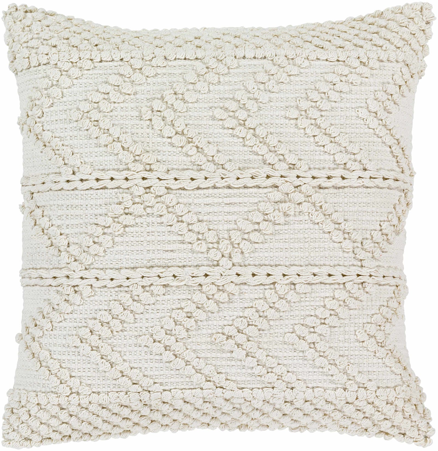 Throw Pillow-Sumiton White Textured Crochet Cotton Throw Pillow