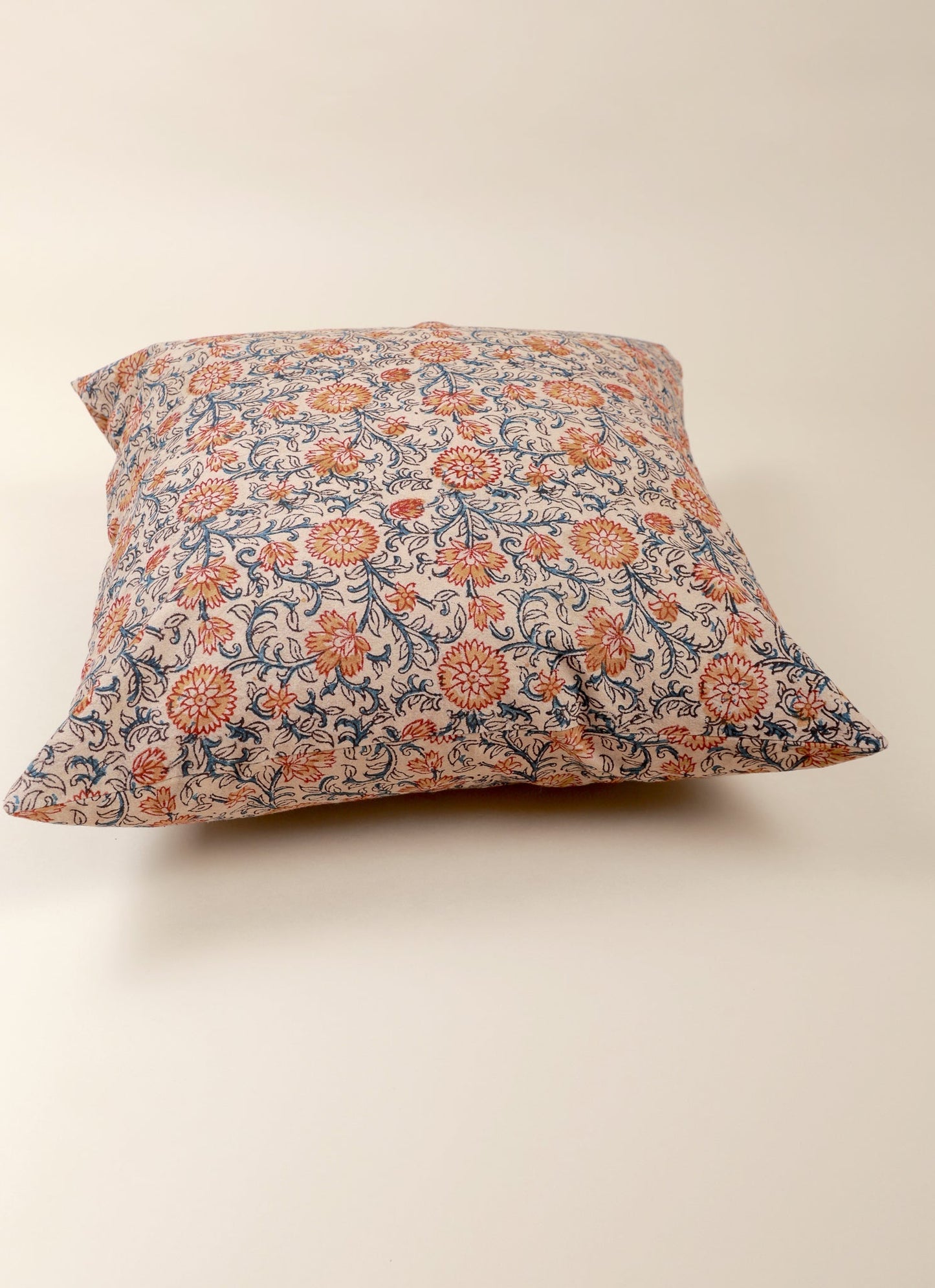 Throw Pillow Cover- Sunset Horizon Kalamkari Handcrafted Pillow