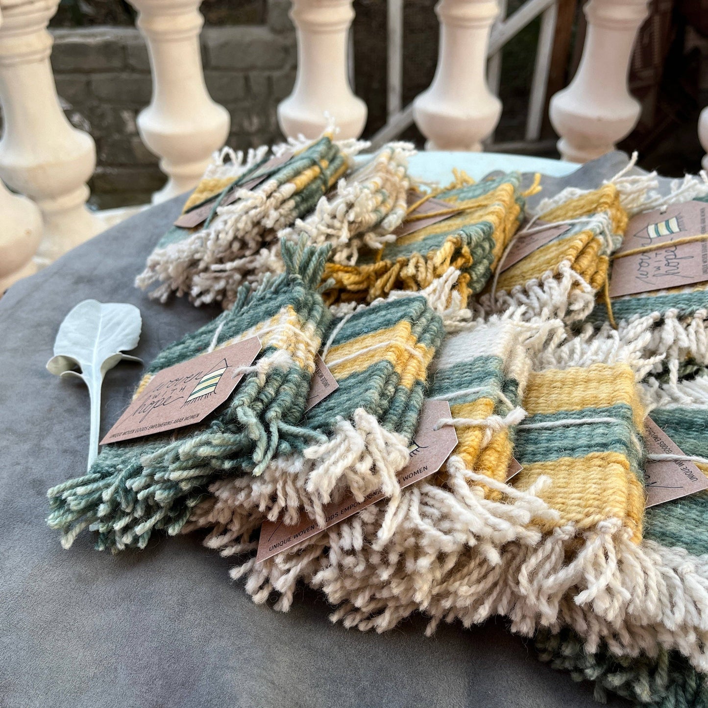 Coasters: Teal +Yellow Set of Four