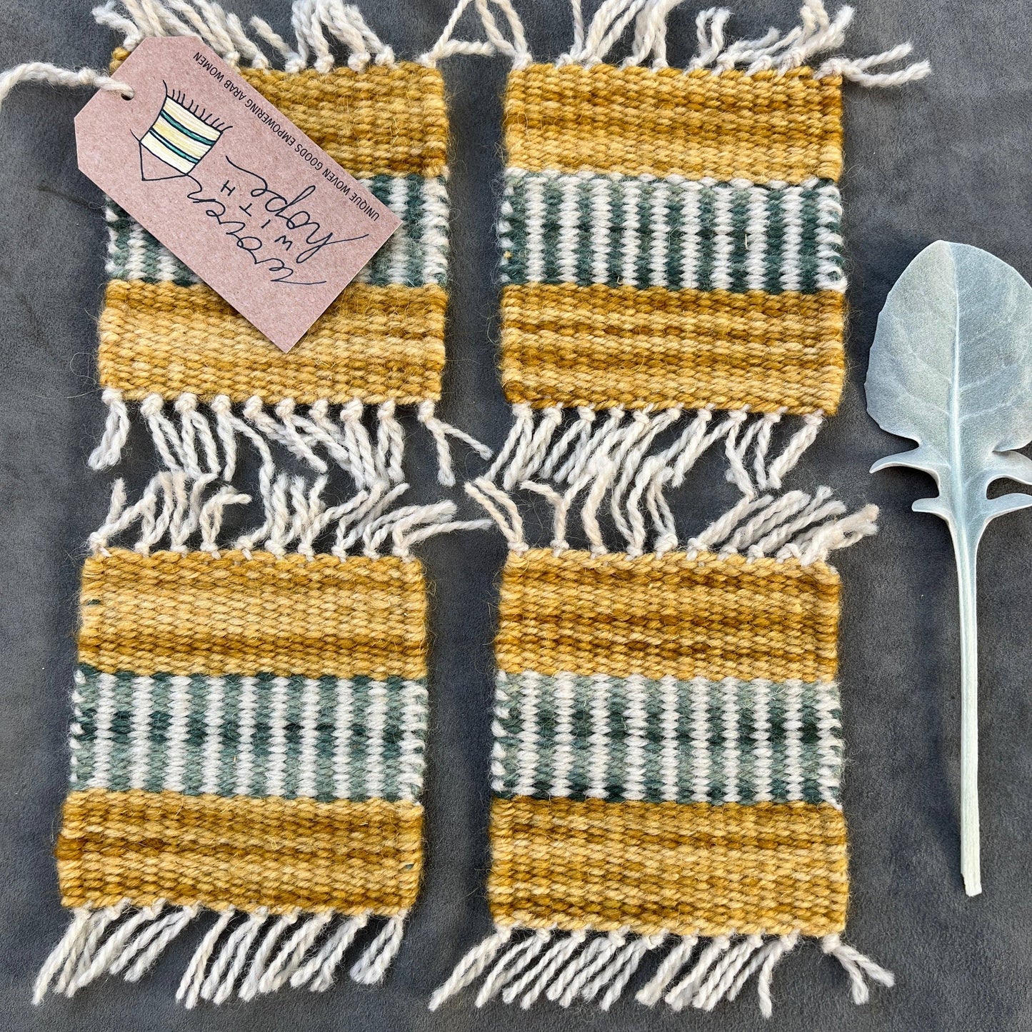 Coasters: Teal +Yellow Set of Four