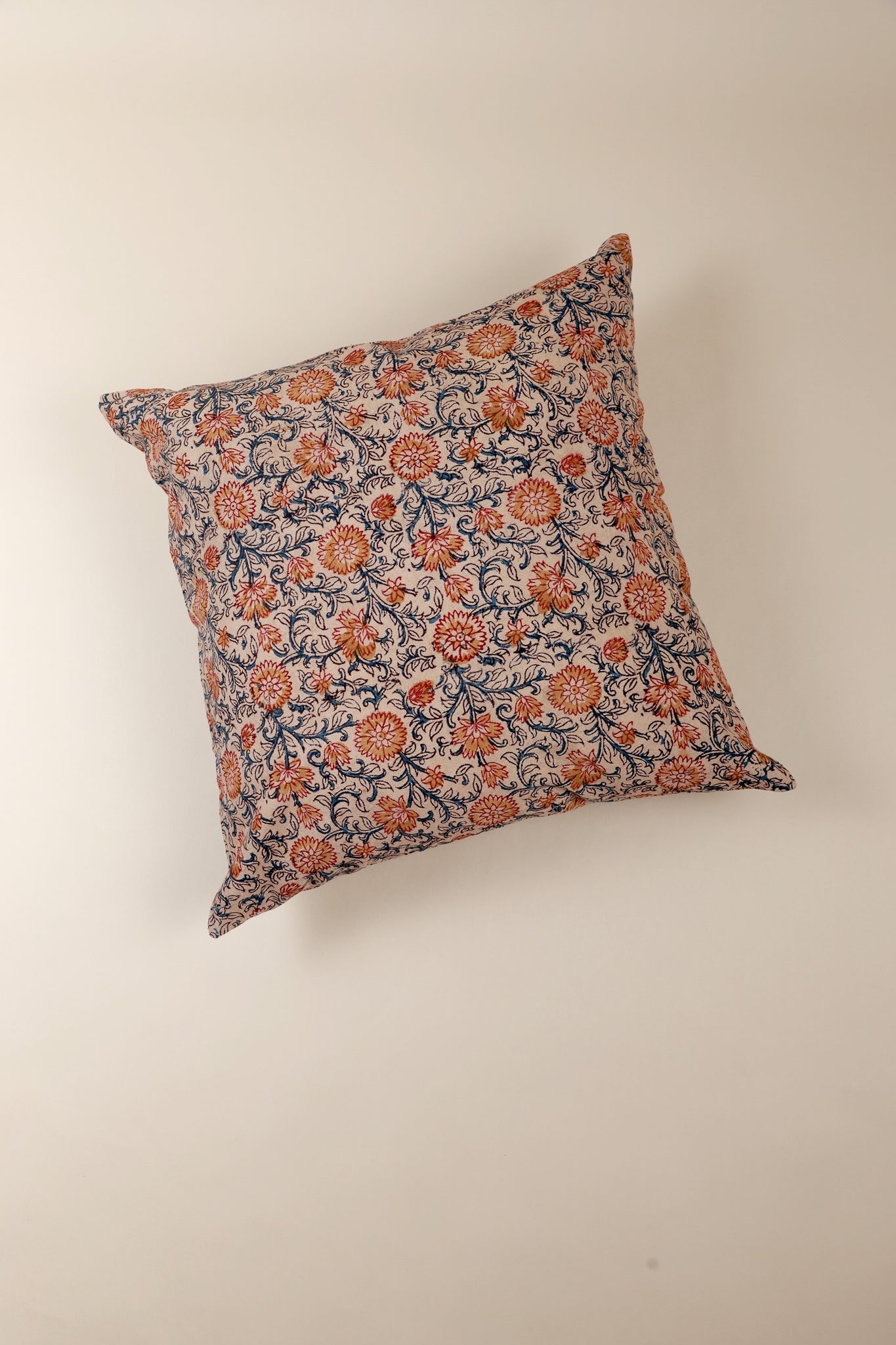Throw Pillow Cover- Sunset Horizon Kalamkari Handcrafted Pillow