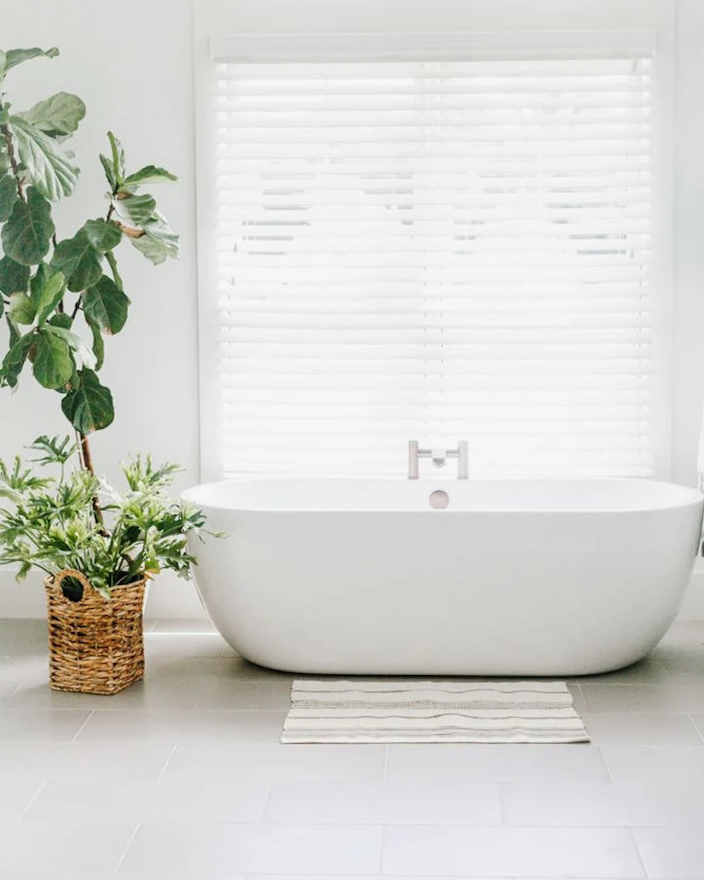 Aden Cotton Bath Mat - Natural with Gray