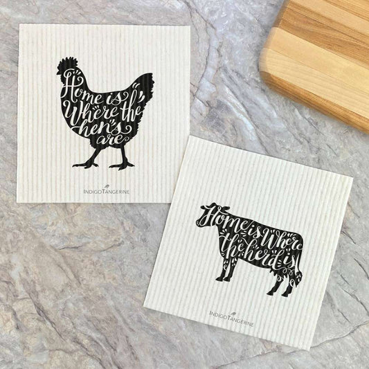 Swedish Dish Cloth- 2pk Chicken, Cow