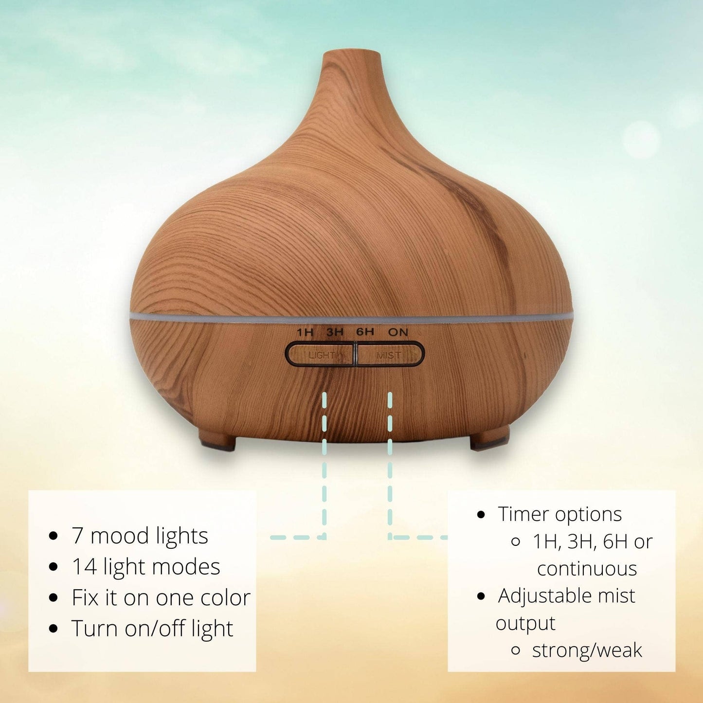 Bamboo Teardrop Ultrasonic Essential Oil Diffuser