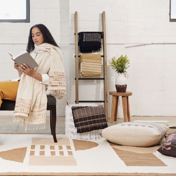 Throw Blanket- Unah Fully Hand Embroidered Handwoven Organic Cotton Throw