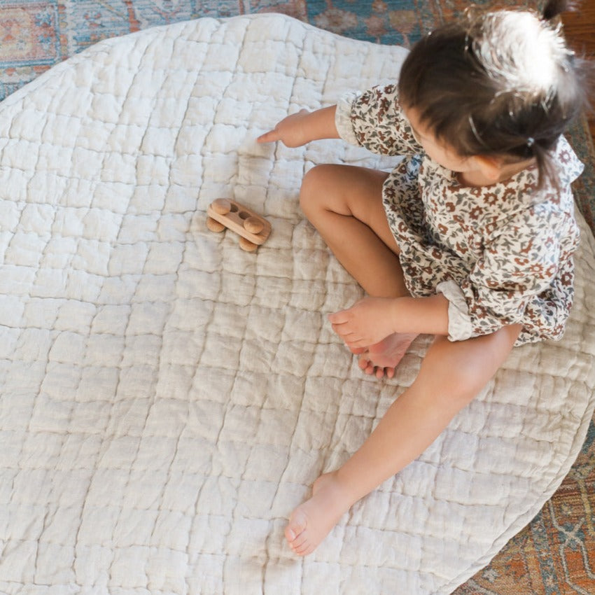Baby- Quilted Play Mat - Natural Chambray