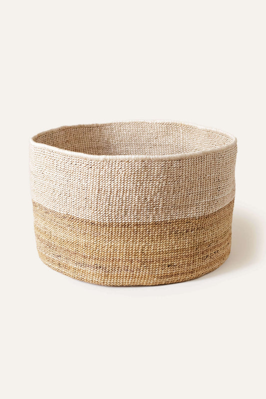 Basket- Two-Tone Banana Leaf Floor Basket