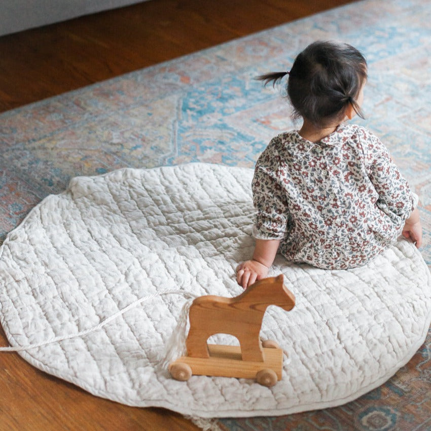 Baby- Quilted Play Mat - Natural Chambray
