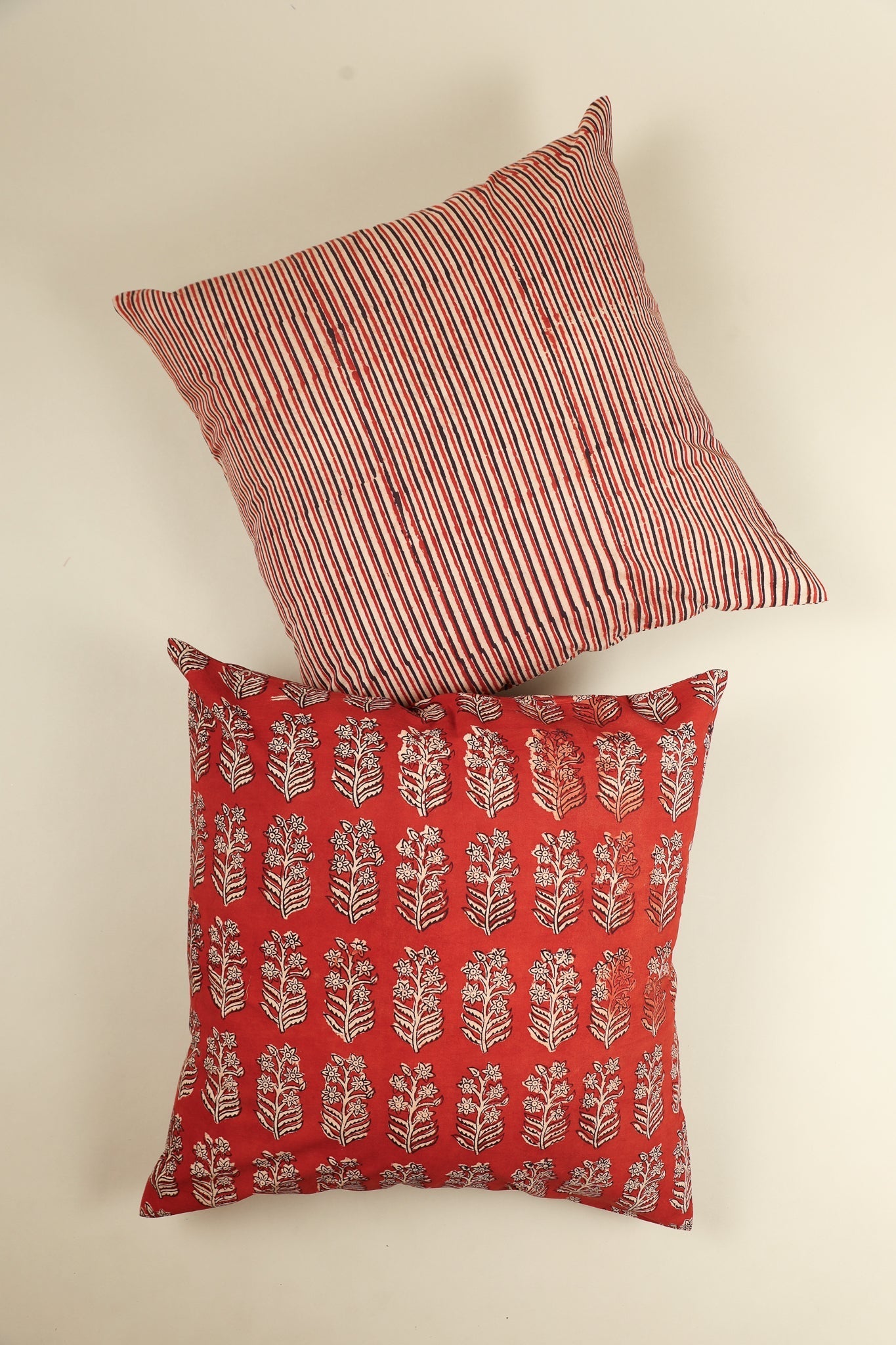 Throw Pillow Cover- Rustic Stripes Hand Block Print Pillow
