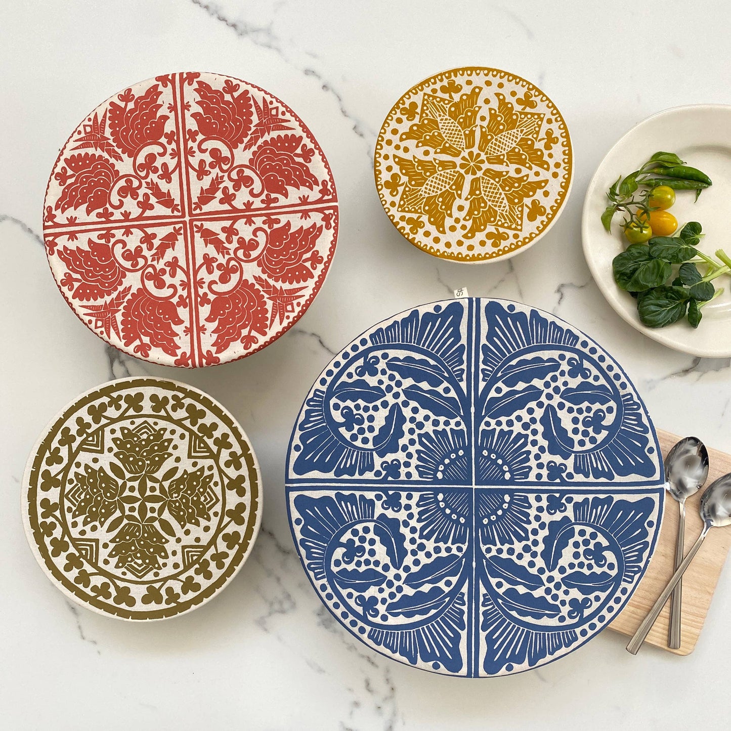 Dish and Bowl Cover : Set of 4 Assorted Sizes Organic Cotton