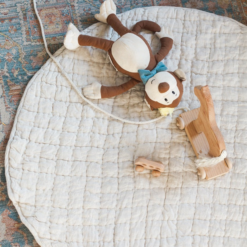 Baby- Quilted Play Mat - Natural Chambray