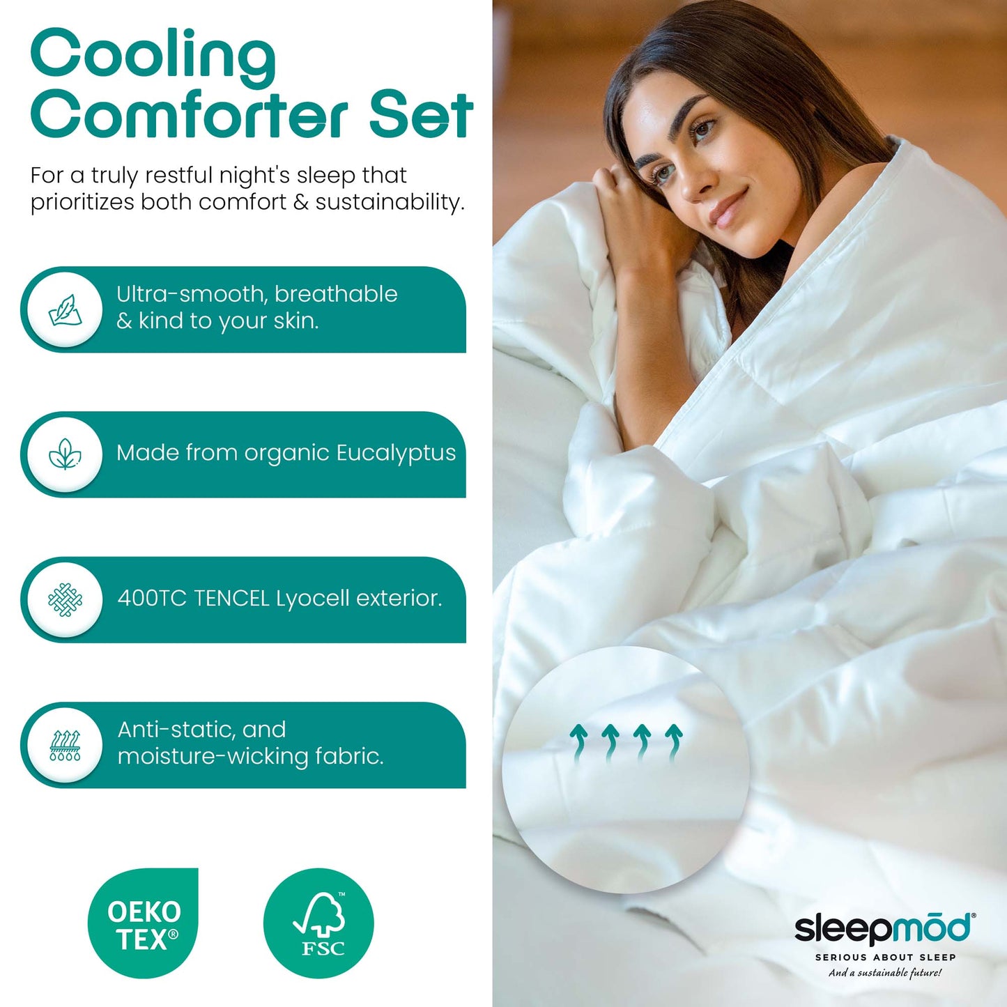 Bedding- Cooling Comforter Set – Temperature-Regulating Eucalyptus Silk Comforter & Pillow Shams