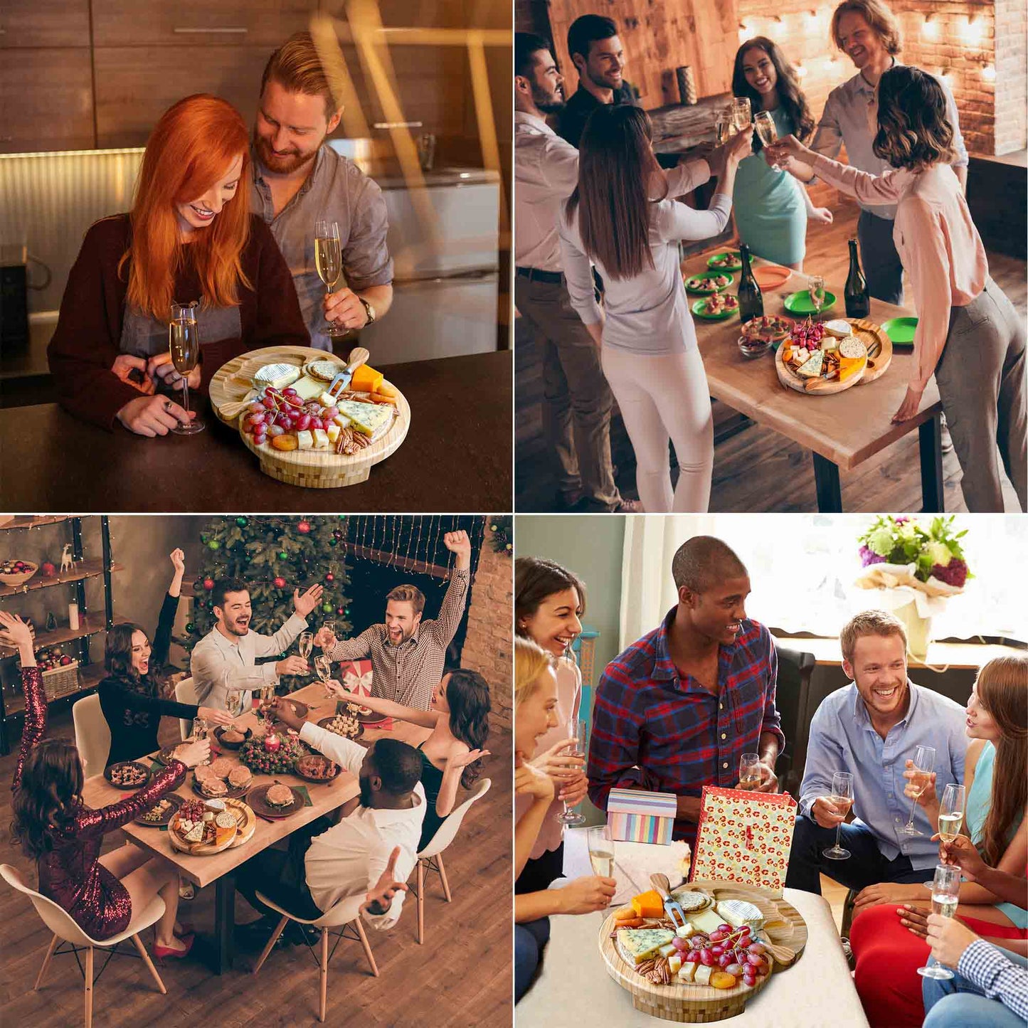 Cutting & Serving Board- Bamboo Cheese Board and Knife Set