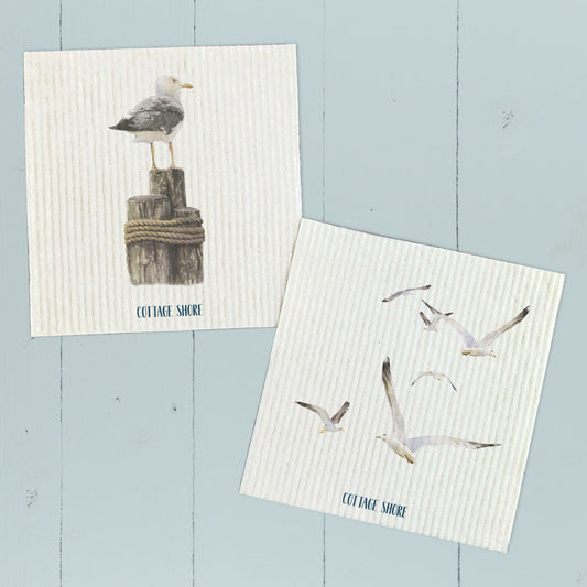 Swedish Dish Cloth- 2pk Watercolor Seagulls