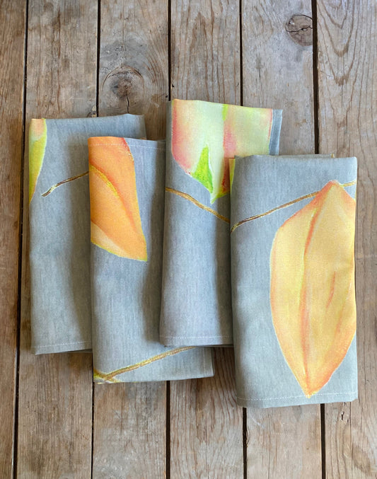 Napkin Set: Three Lanterns on Grey
