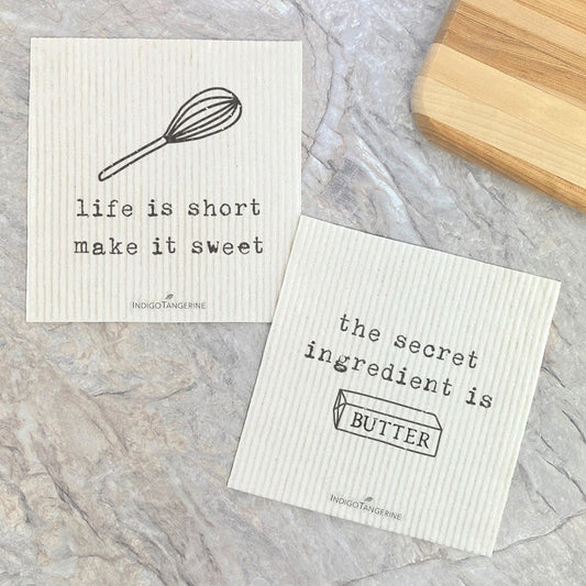 Swedish Dish Cloth- 2pk Life is Short, Secret Ingredient