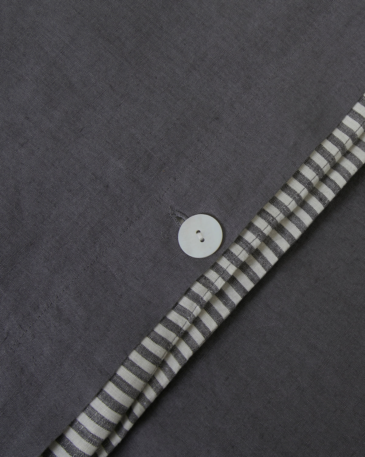 Bedding- Marcel Linen Duvet Cover - Storm / Storm Stripe