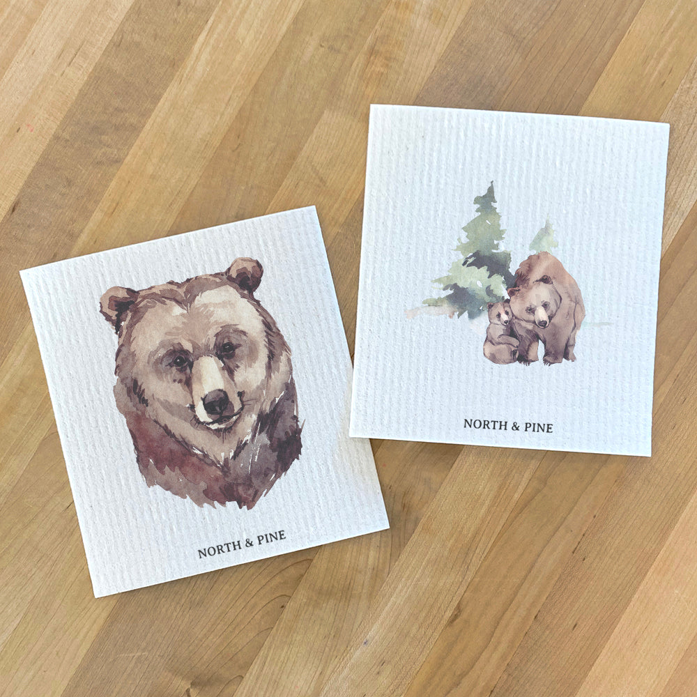 Swedish Dish Cloth- 2pk Bear, Bear Scene