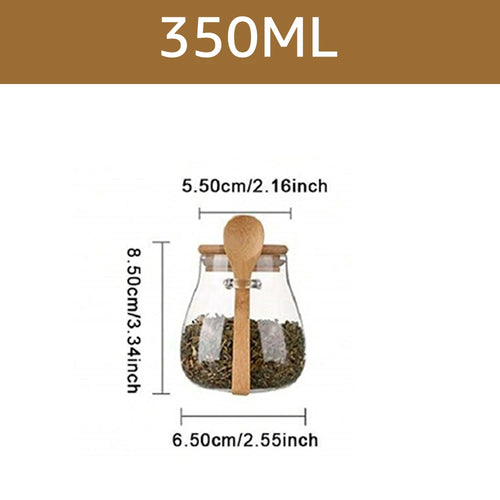 Glass Jar-  Airtight Glass Jar With wooden Lids And Spoons