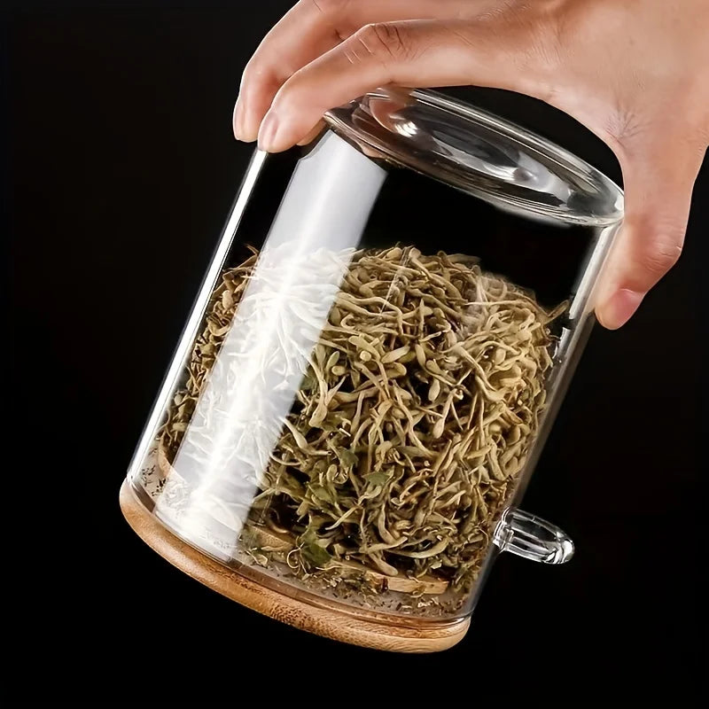 Glass Jars- Airtight Glass Jars With wooden Lids And Spoons