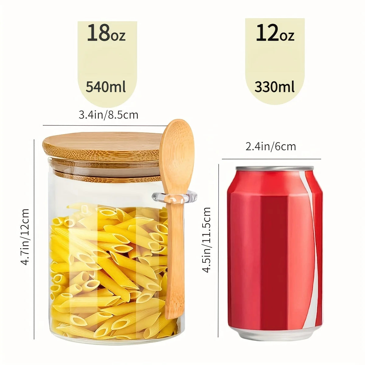 Glass Jars- Airtight Glass Jars With wooden Lids And Spoons