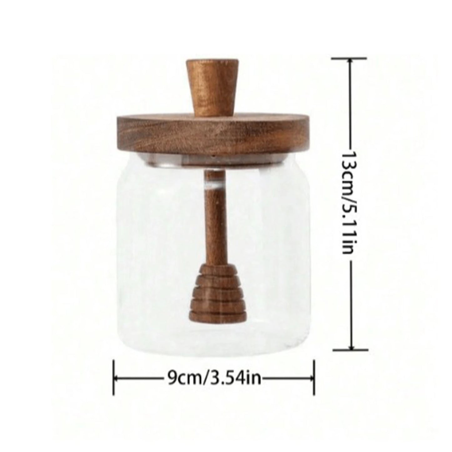Glass Jars- Honey Jar with Wooden Dipper and Lid