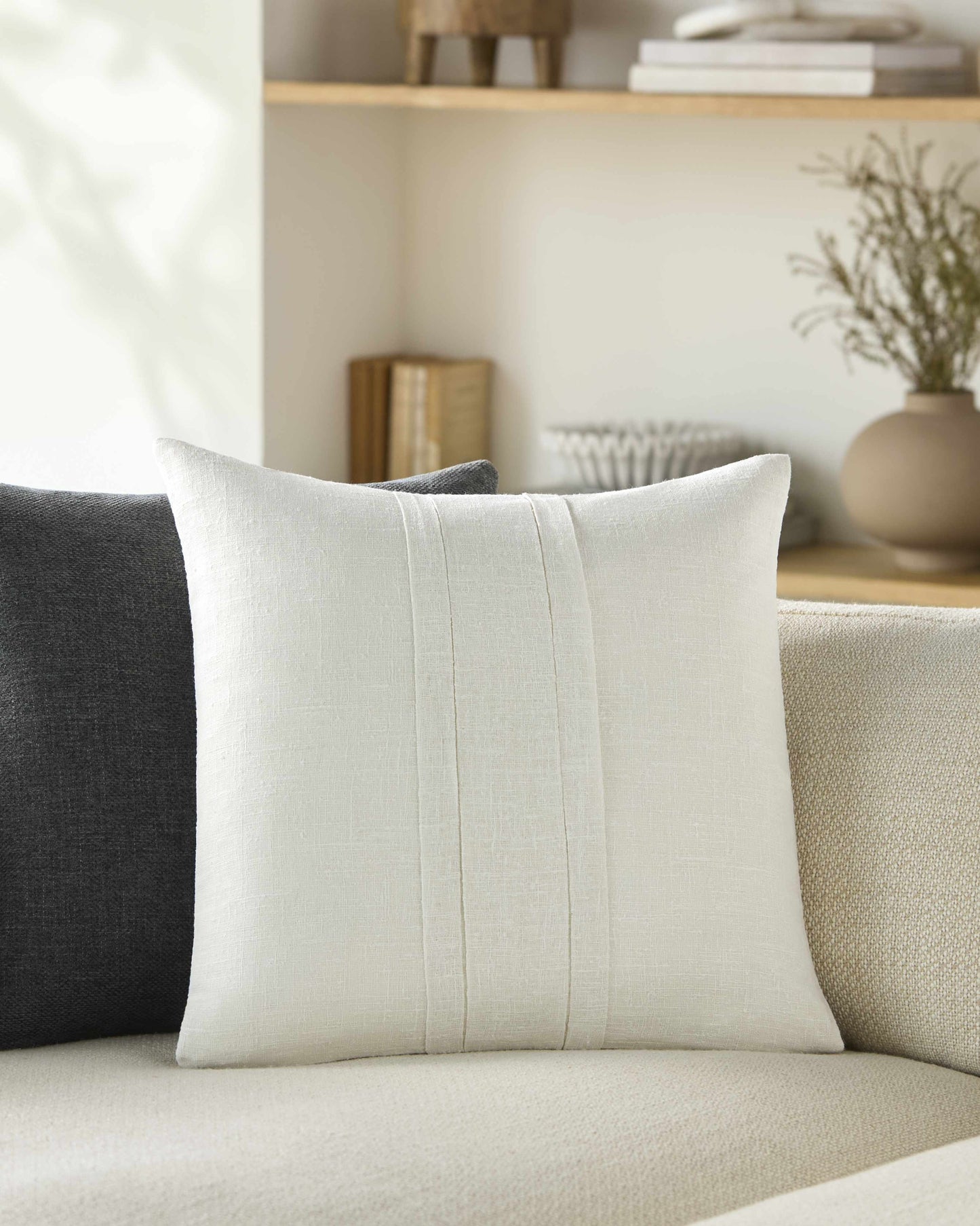 Throw Pillow- Stash Silver Cotton Throw Pillow