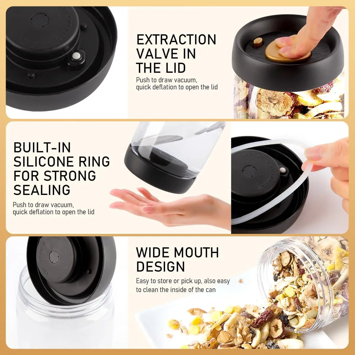 Glass Jars- Vacuum Sealed Coffee/Food Storage Jar