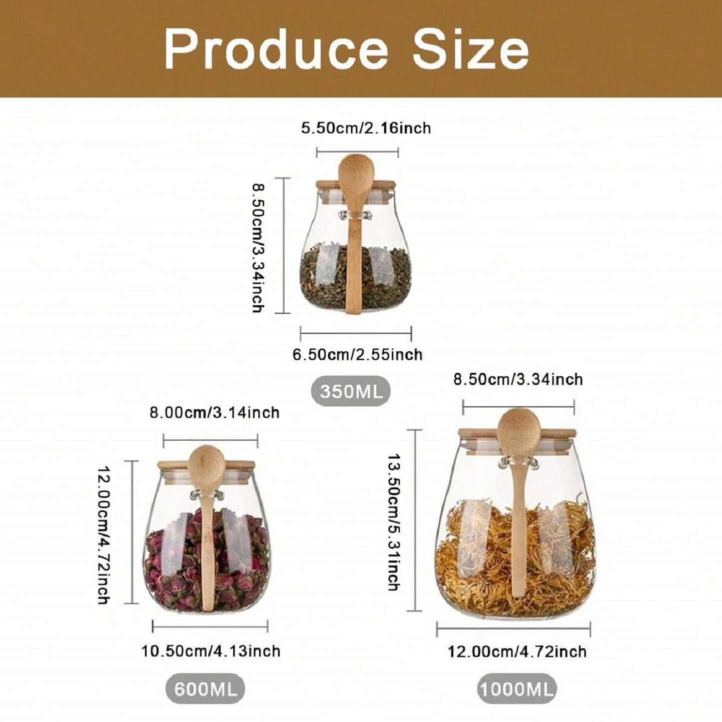 Glass Jar-  Airtight Glass Jar With wooden Lids And Spoons