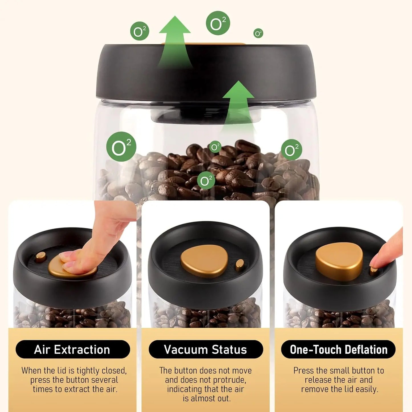 Glass Jars- Vacuum Sealed Coffee/Food Storage Jar