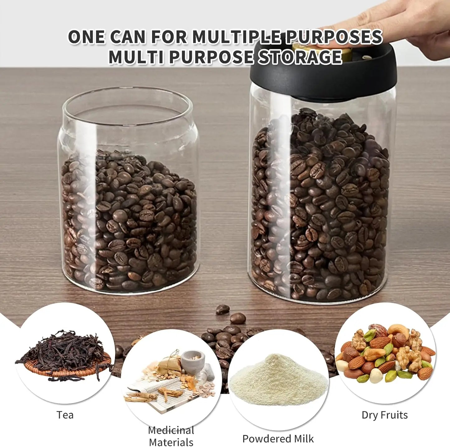 Glass Jars- Vacuum Sealed Coffee/Food Storage Jar