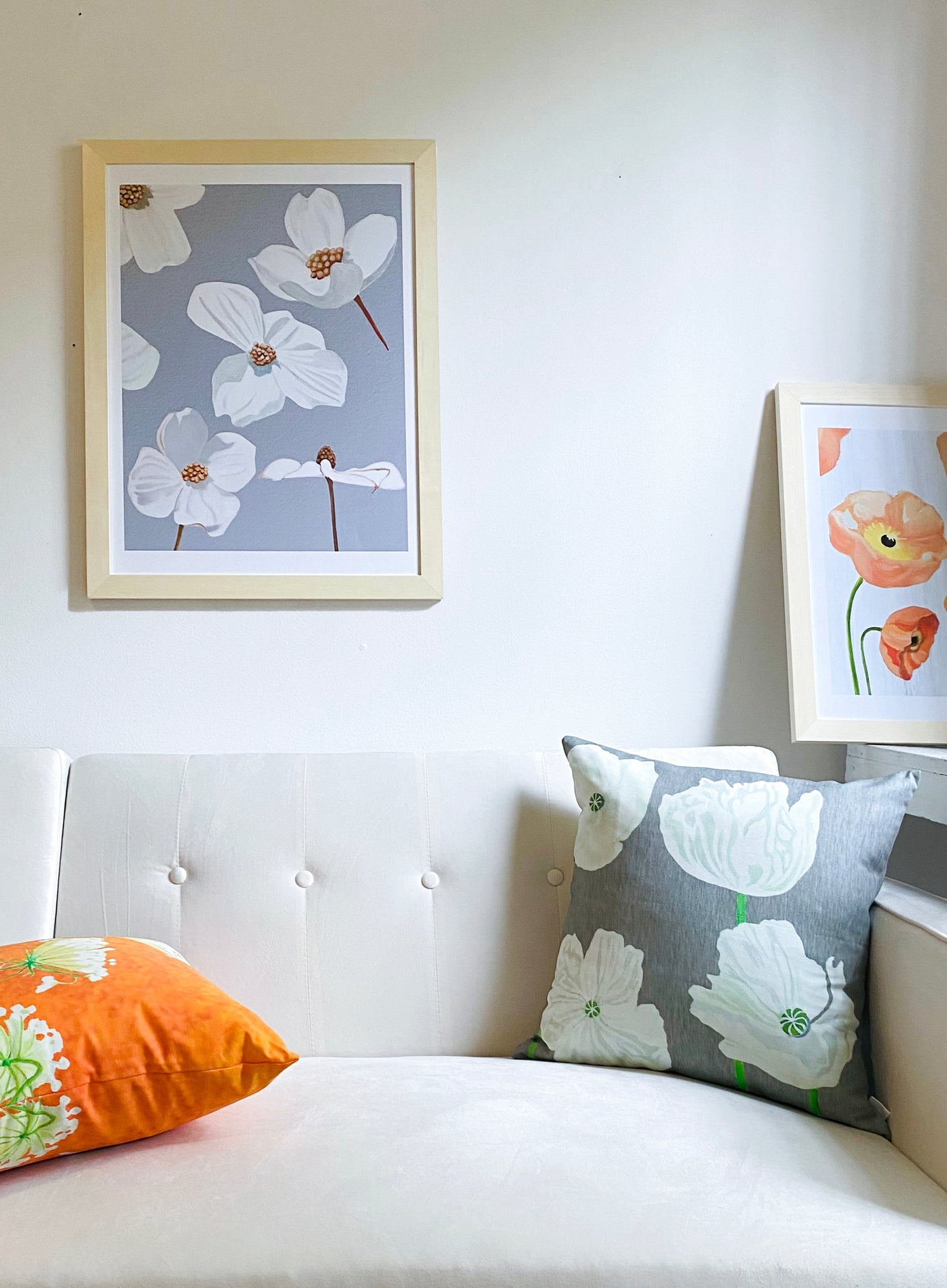 Throw Pillow: Queen Anne's Lace on Rusty Orange