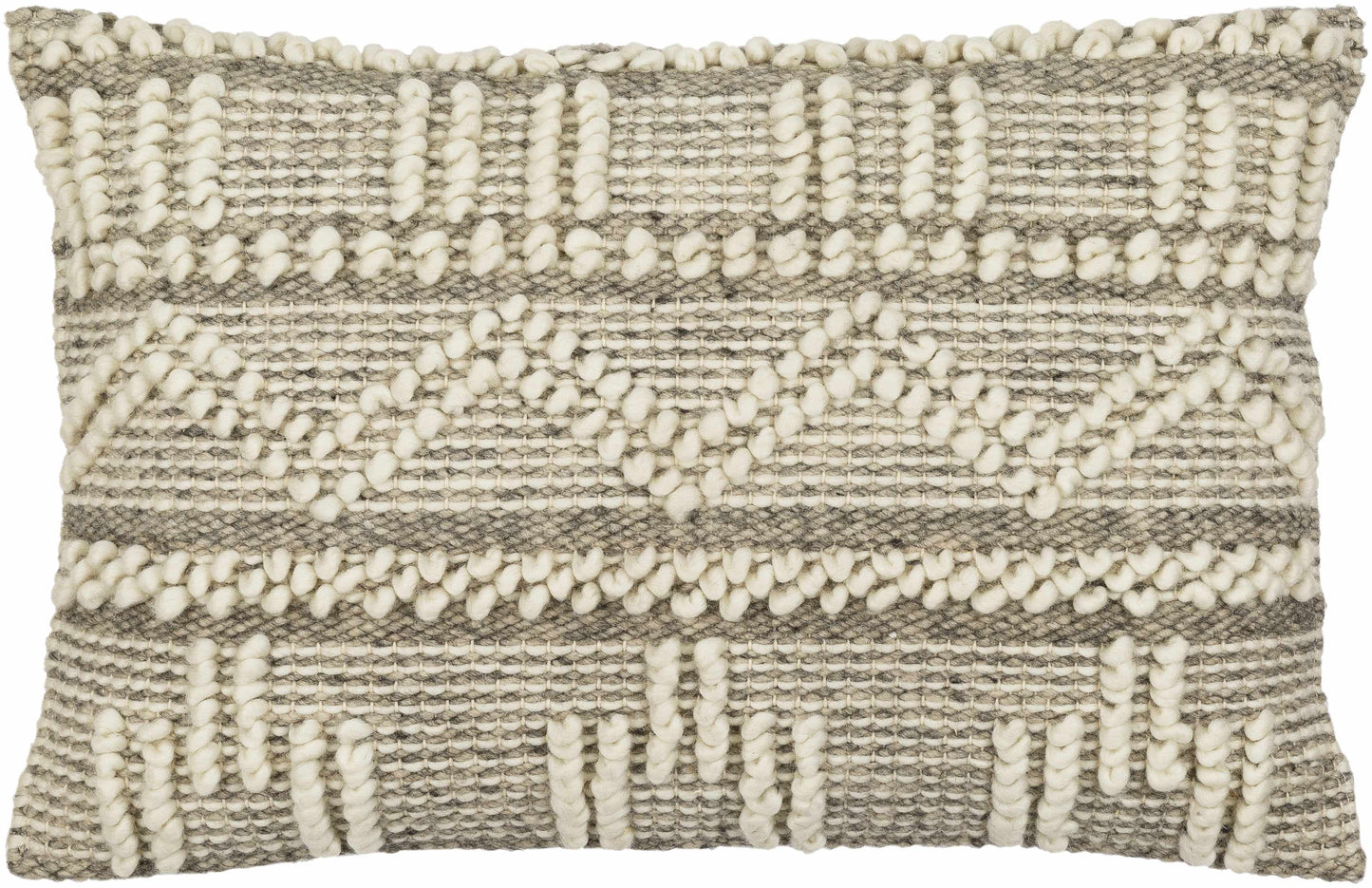 Throw Pillow- Atascocita Cream Wool & Cotton Throw Pillow