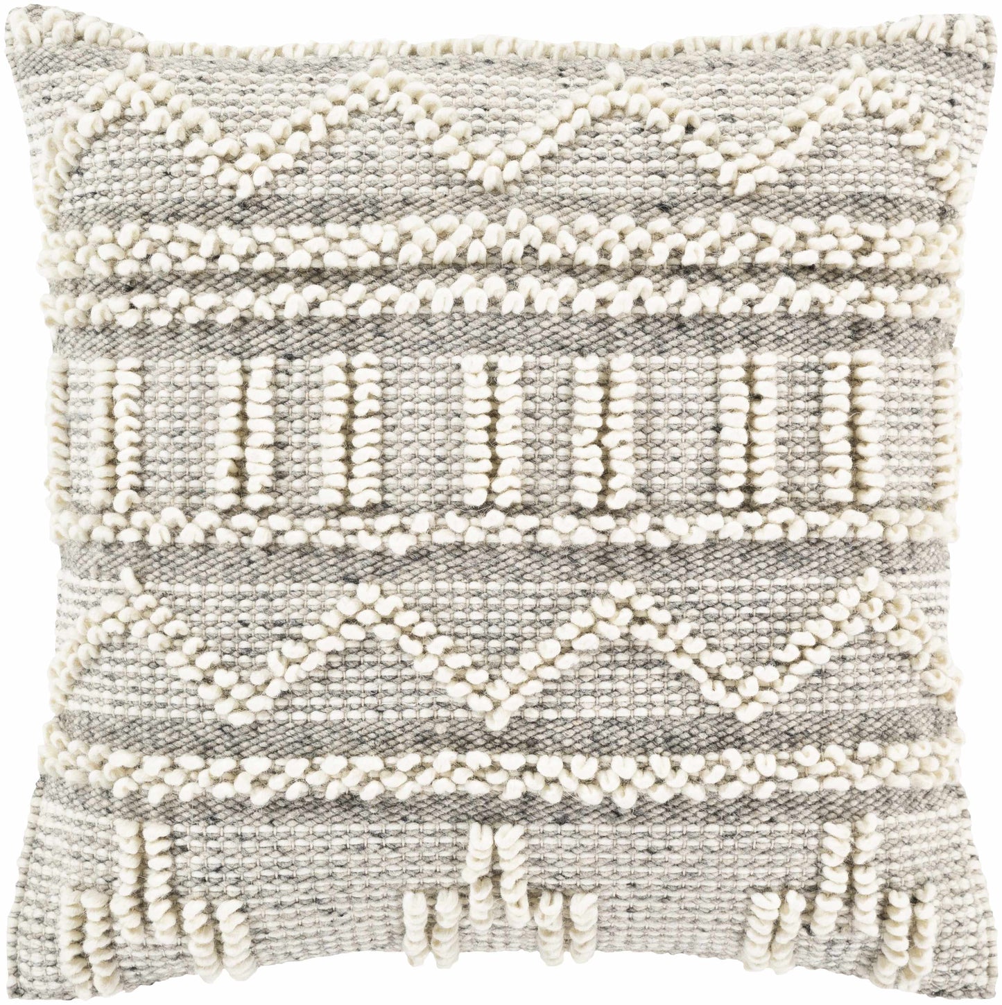 Throw Pillow- Atascocita Cream Wool & Cotton Throw Pillow
