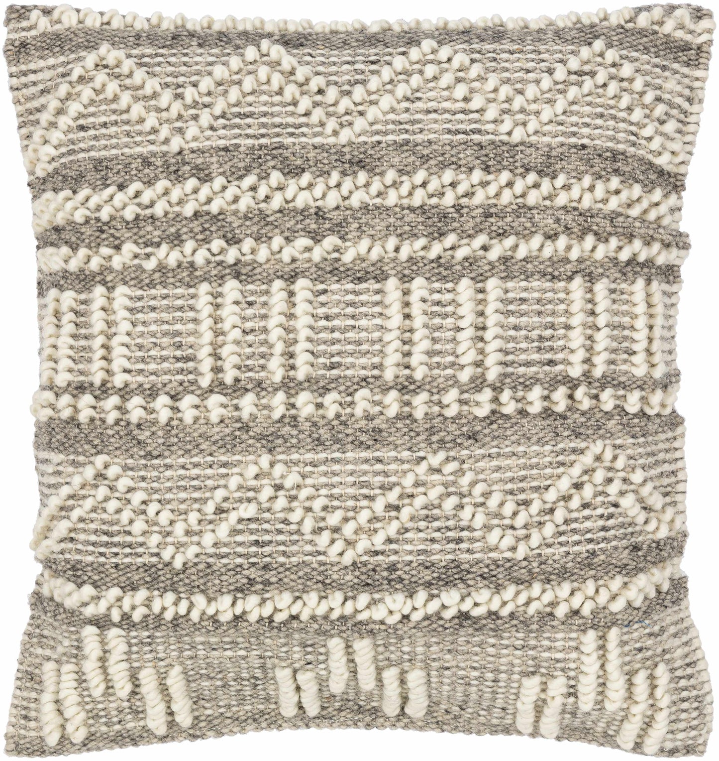 Throw Pillow- Atascocita Cream Wool & Cotton Throw Pillow