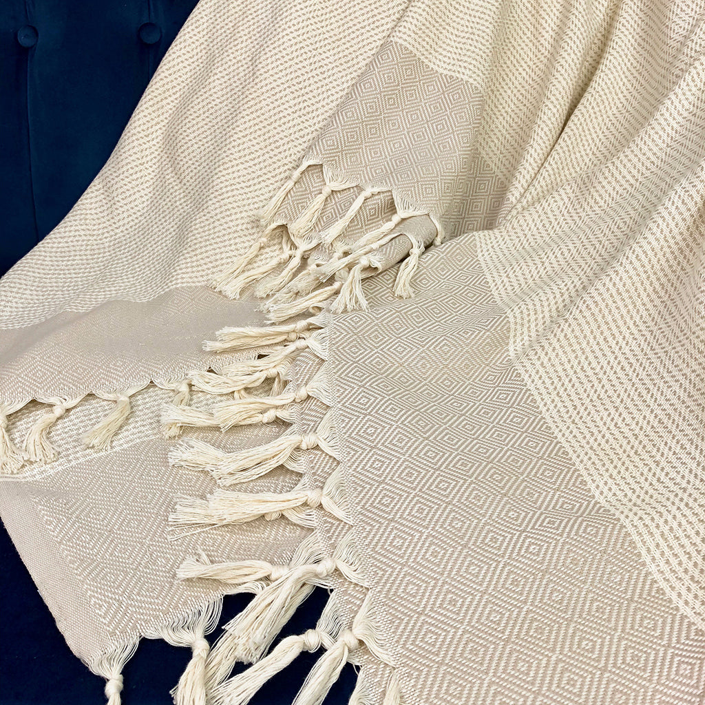 Throw Blanket-  Diamond Stripe Turkish Throw