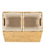 Basket- Natural 2-Bin Handwoven Laundry Hamper w/ Handles Yellow Crius