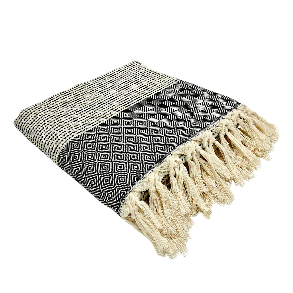 Throw Blanket-  Diamond Stripe Turkish Throw