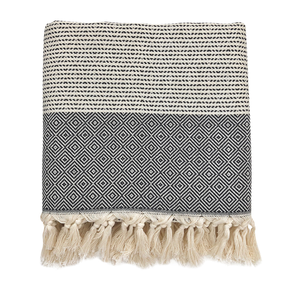 Throw Blanket-  Diamond Stripe Turkish Throw
