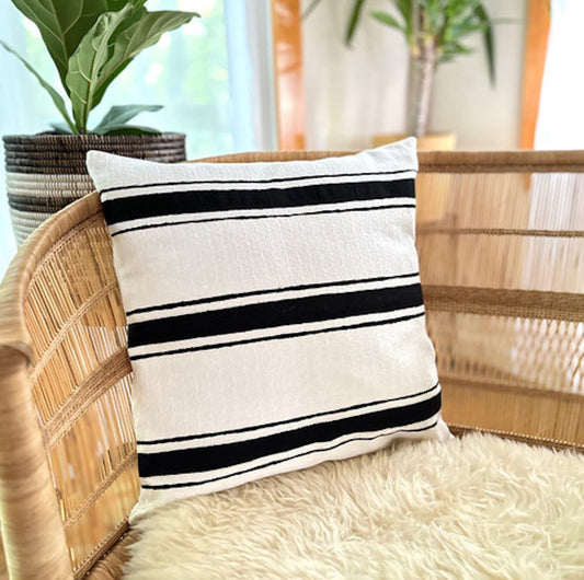Throw Pillow- Striped White Sadza Pillow