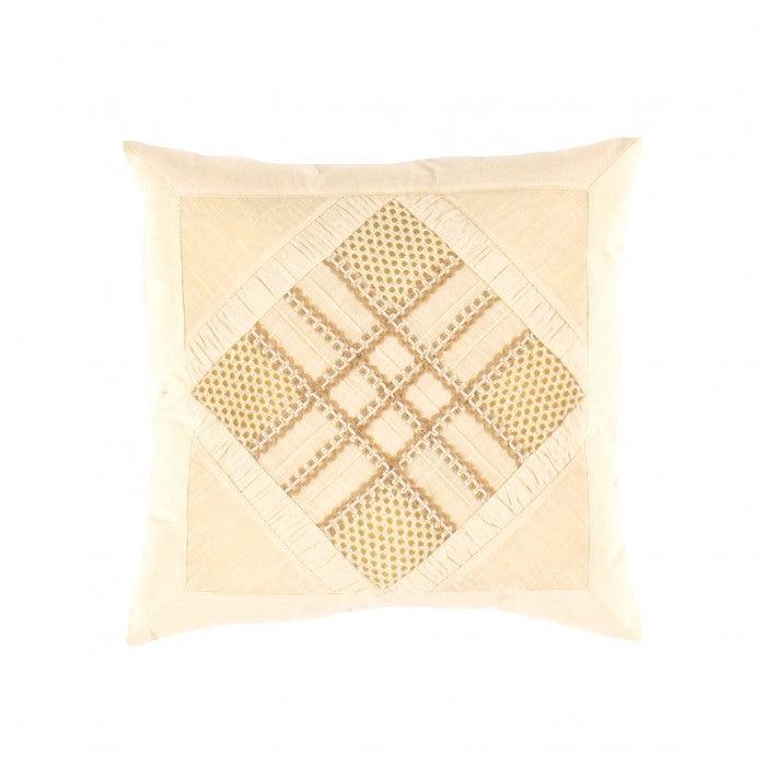 Throw Pillow-  Beige Pure Cotton Throw Pillow - 16" X 16"