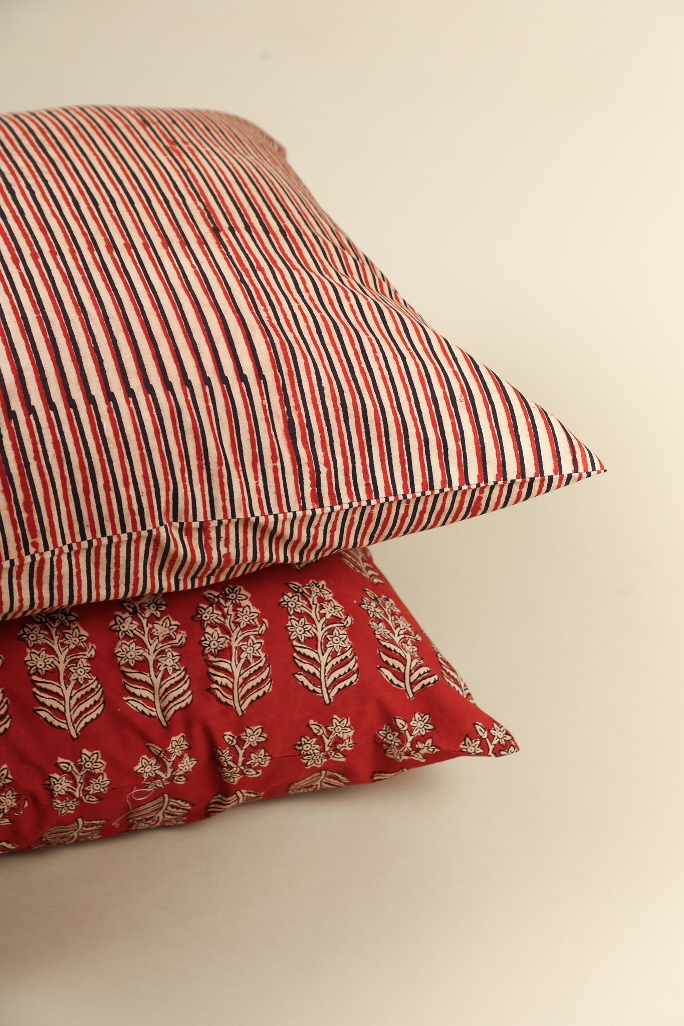 Throw Pillow Cover- Rustic Stripes Hand Block Print Pillow
