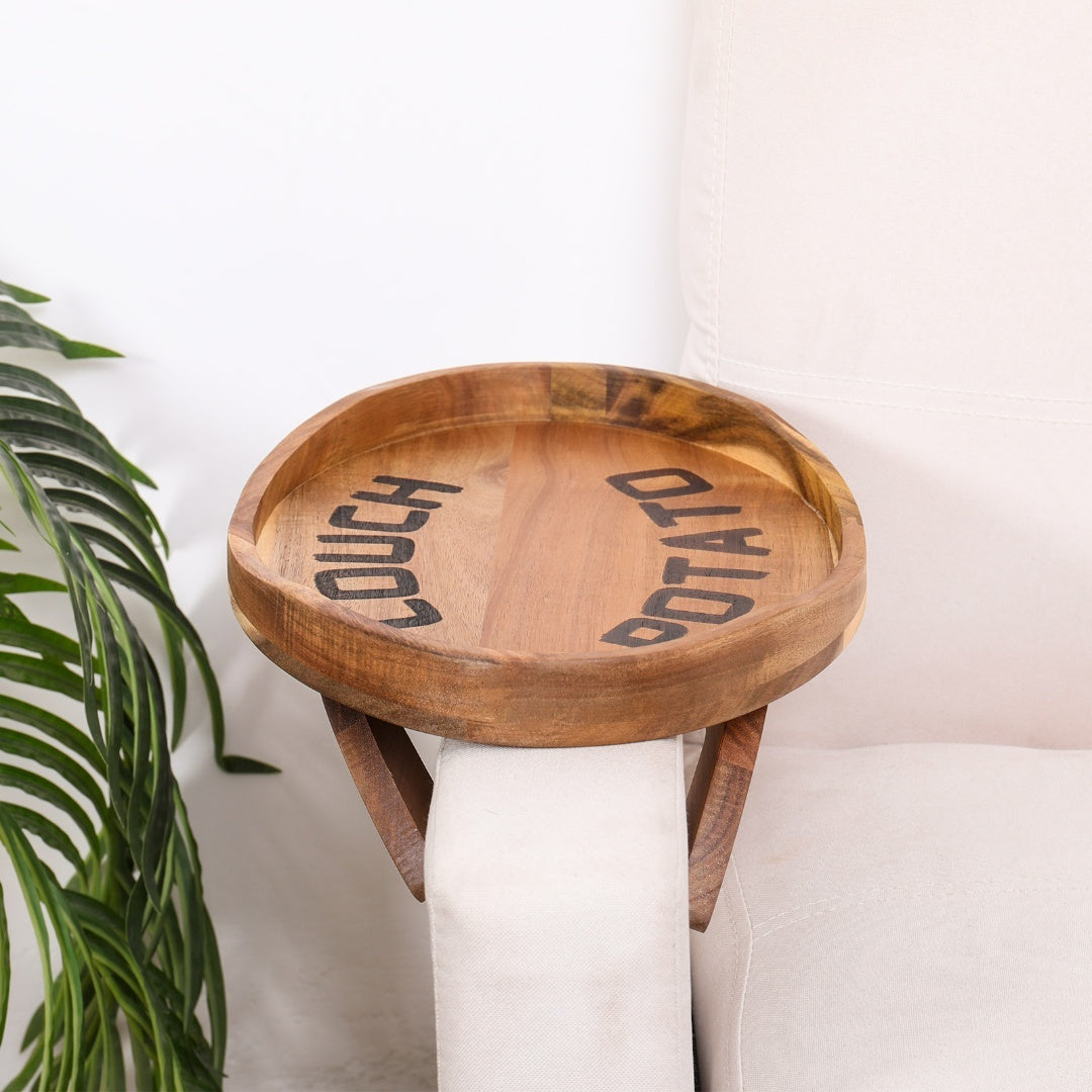 Acacia Wood Couch Potato Tray
