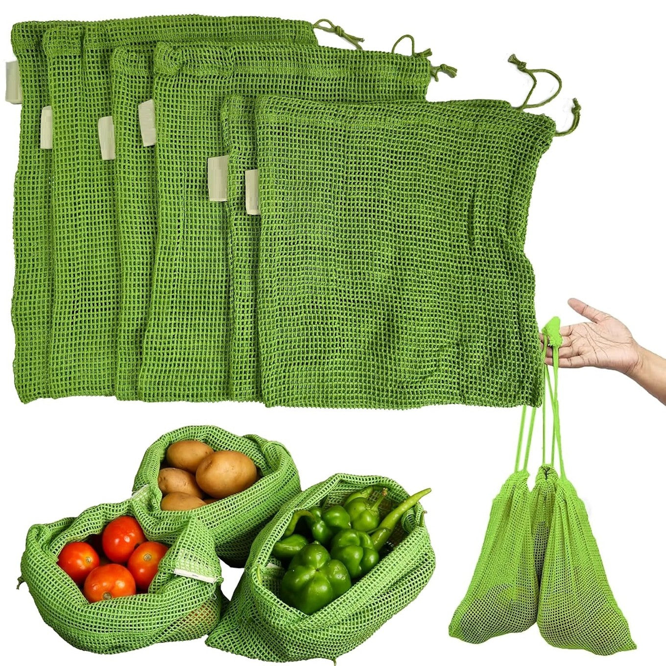 Cotton Vegetable Storage Bags Pack of 6 – Eco